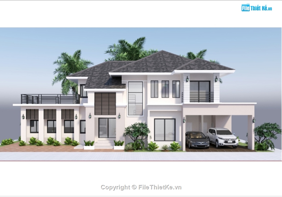 File sketchup biệt thự vườn,File sketchup biệt thự,File sketchup biệt thự 2 tầng,biệt thự 2 tầng file su